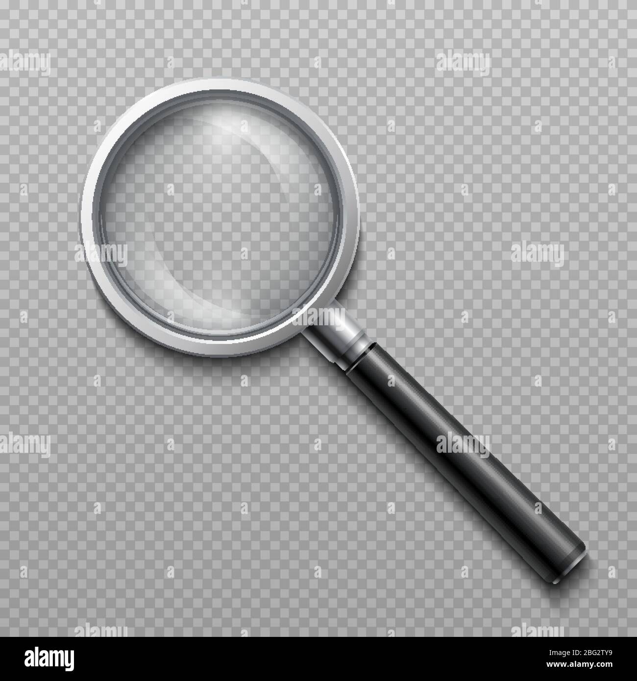 Realistic 3d magnifying glass. Vector zoom lens magnifier isolated on