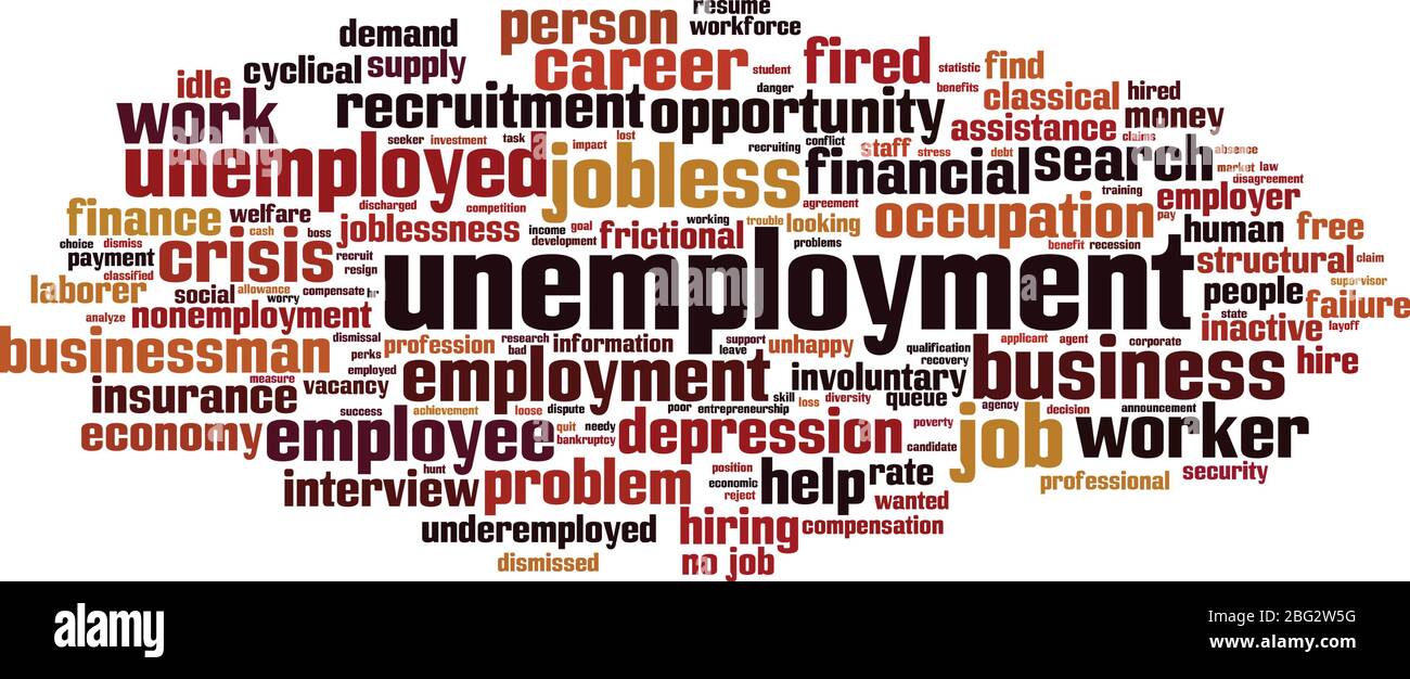 Unemployment word cloud concept. Collage made of words about