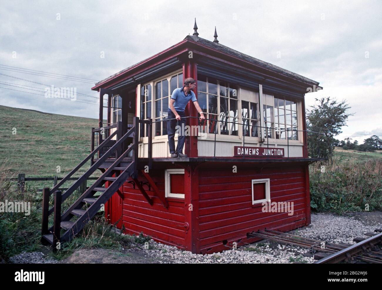 Damems Junction signal box on the heritage Keighley and Worth Valley Railway, West Yorkshire, England Stock Photo