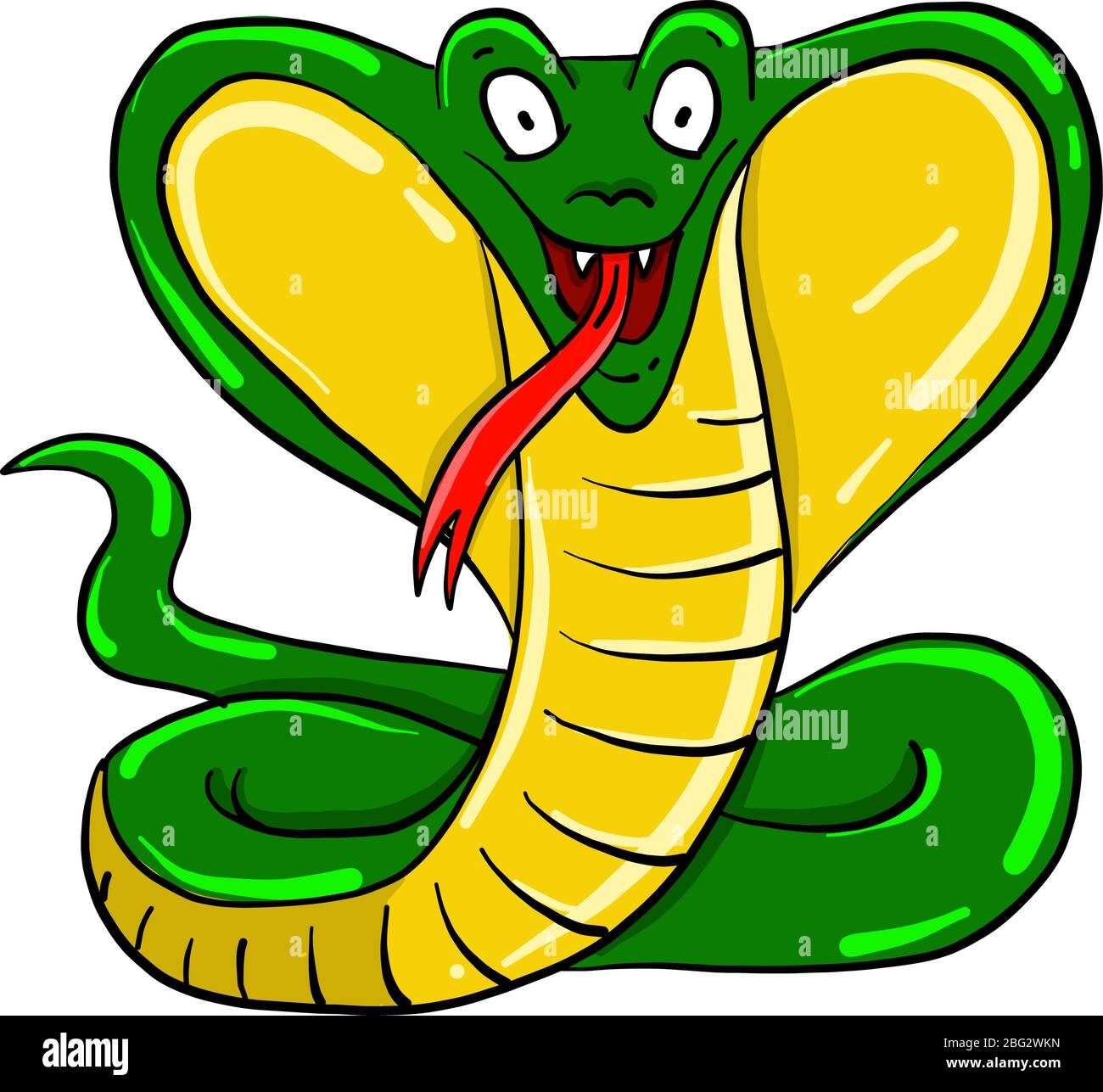 Green snake cobra, illustration, vector on white background Stock ...