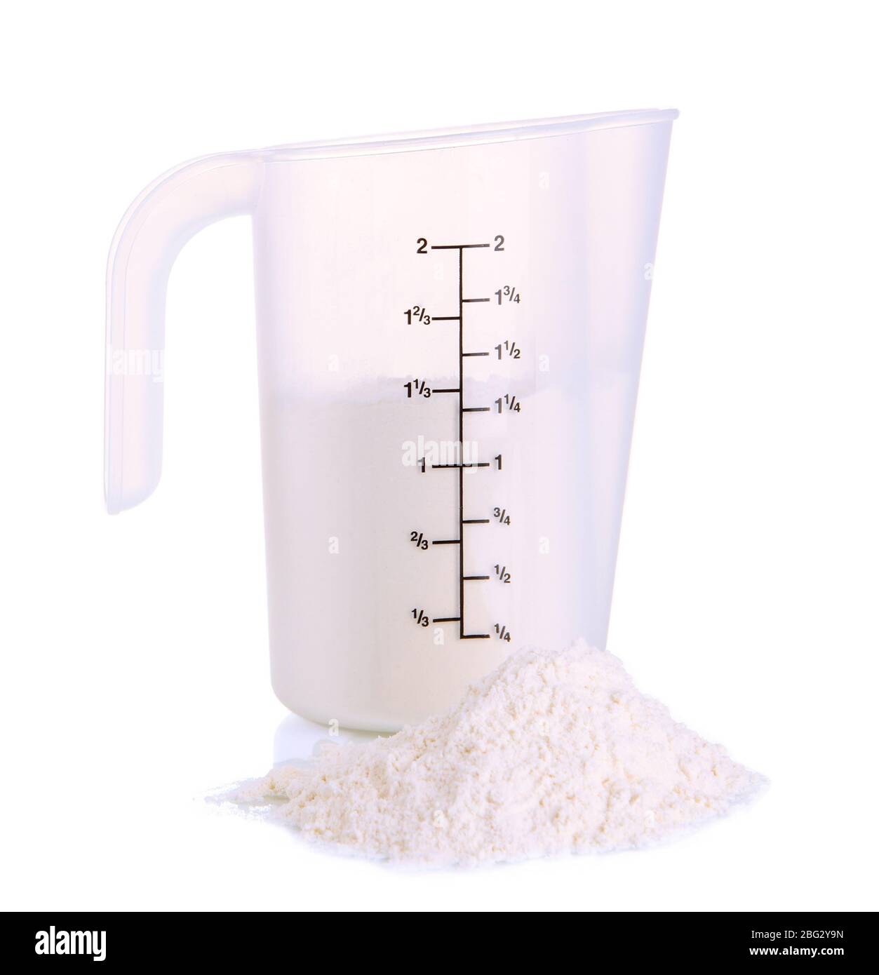 Measuring cup with flour isolated on white Stock Photo Alamy