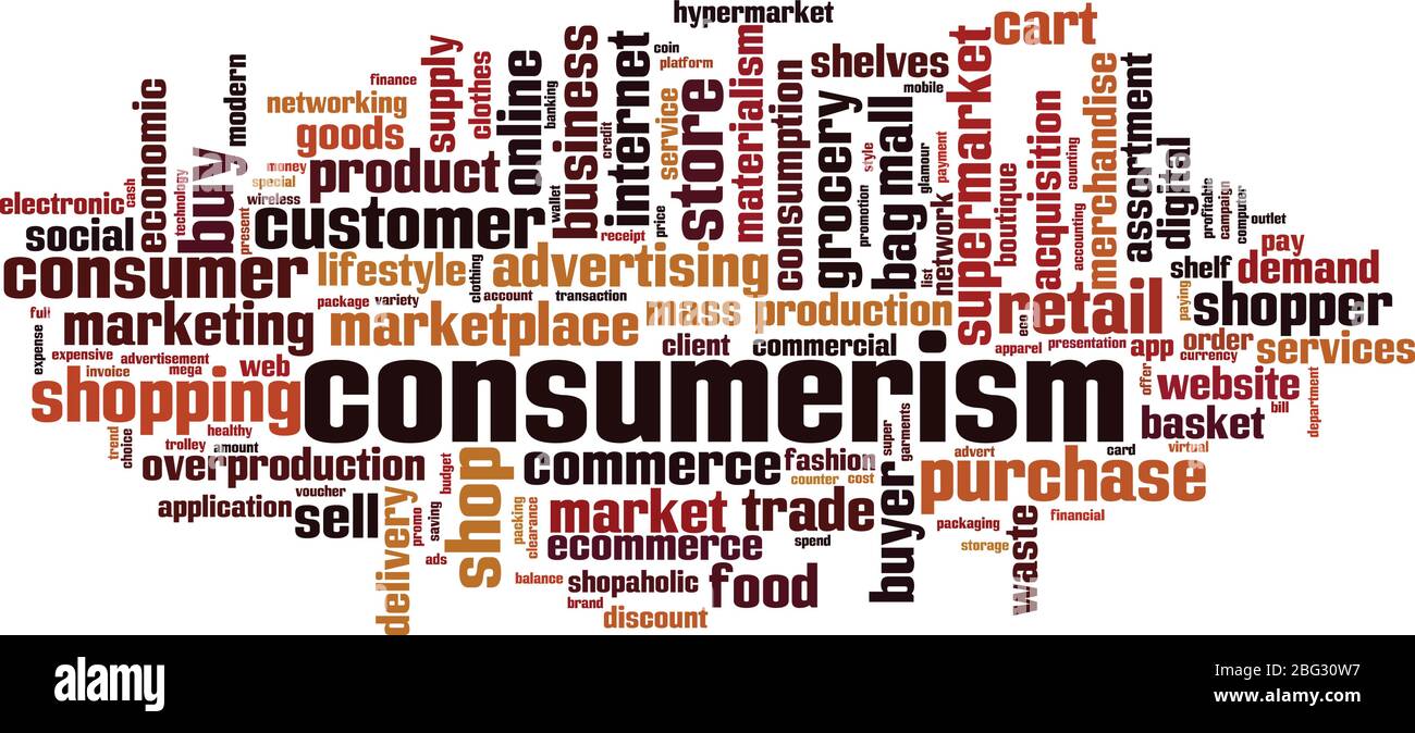 Consumerism word cloud concept. Collage made of words about consumerism. Vector illustration Stock Vector