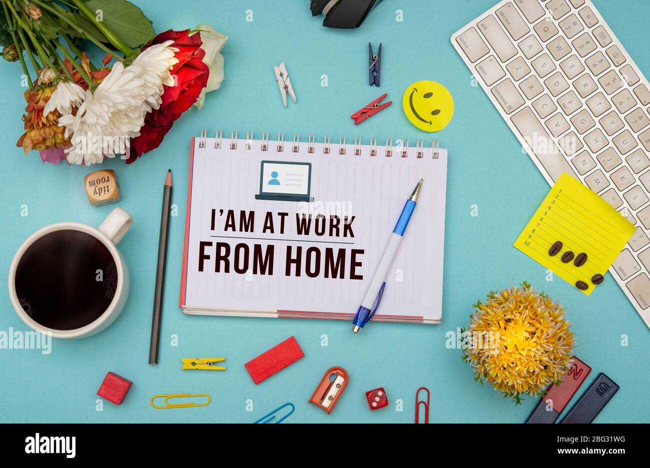 I am working from home banner template Stock Photo