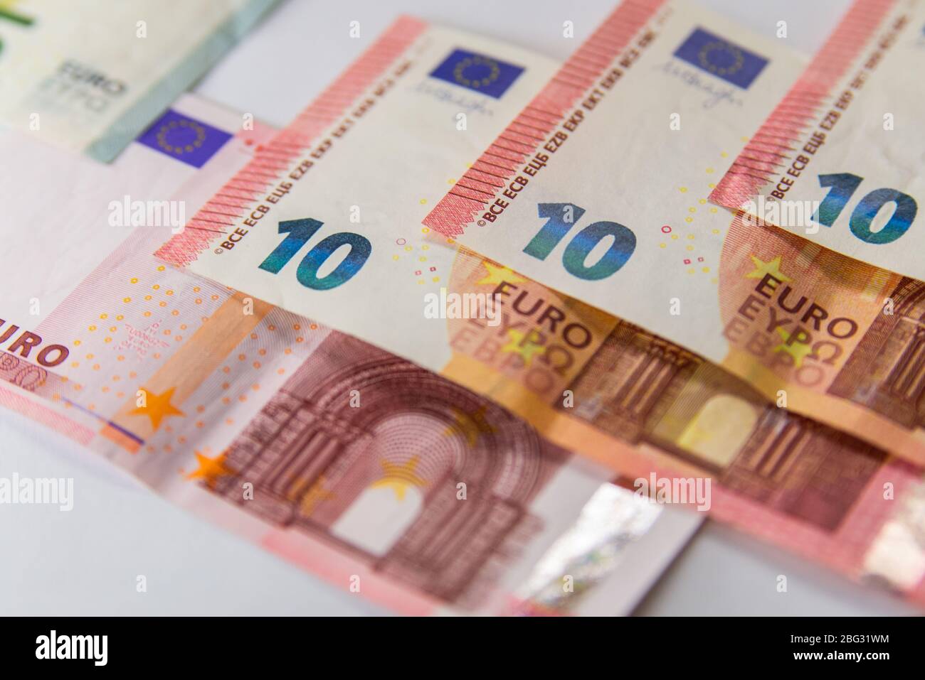 Euro banknotes isolated over white with clipping path Stock Photo - Alamy