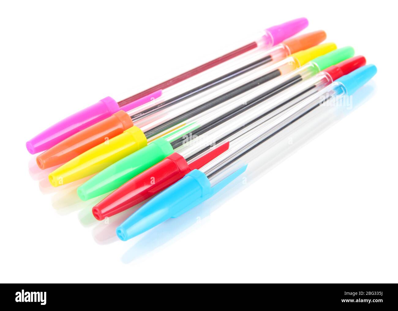Colorful pens isolated on white Stock Photo