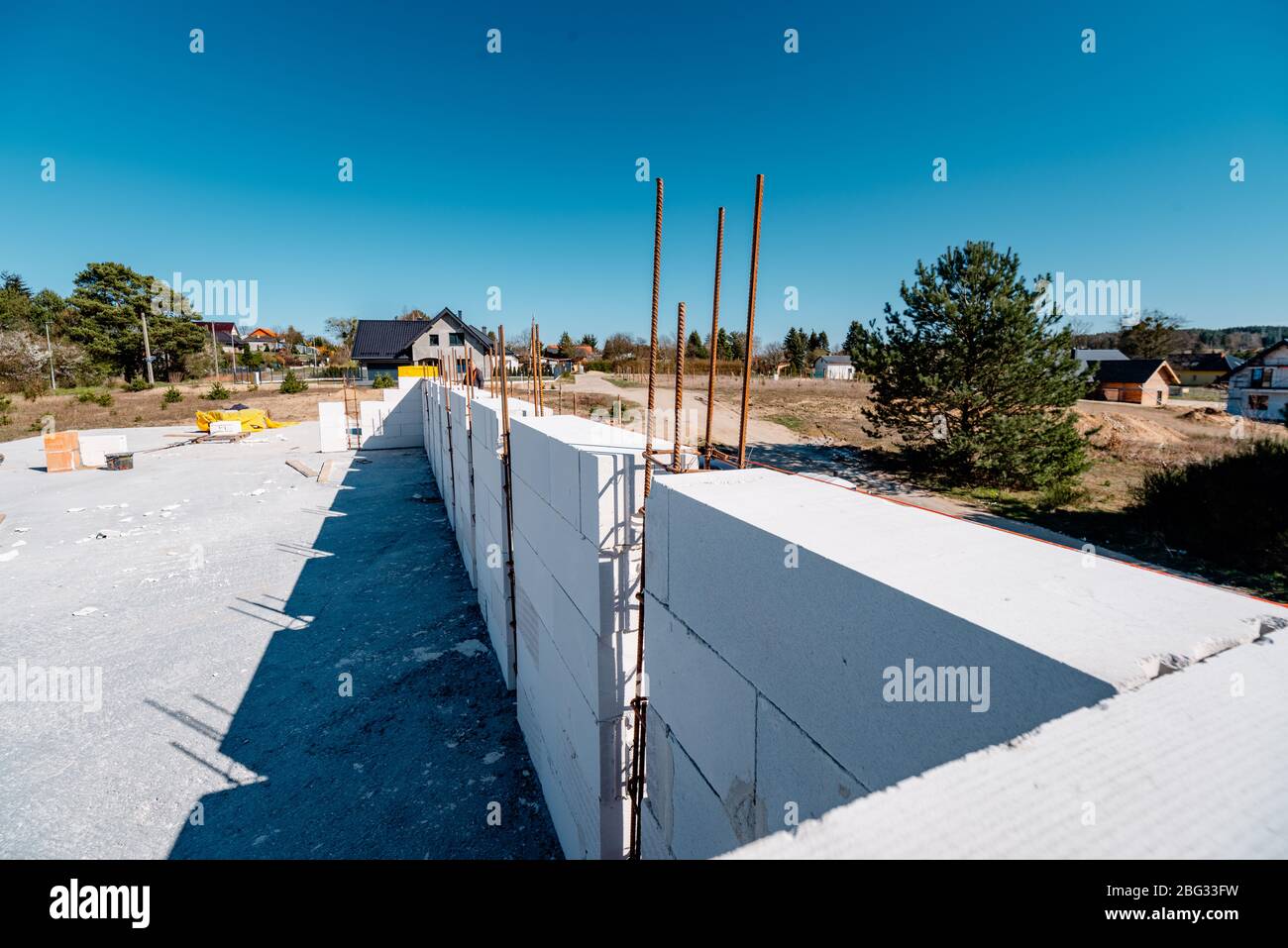 Construction site of a new single-family house Stock Photo