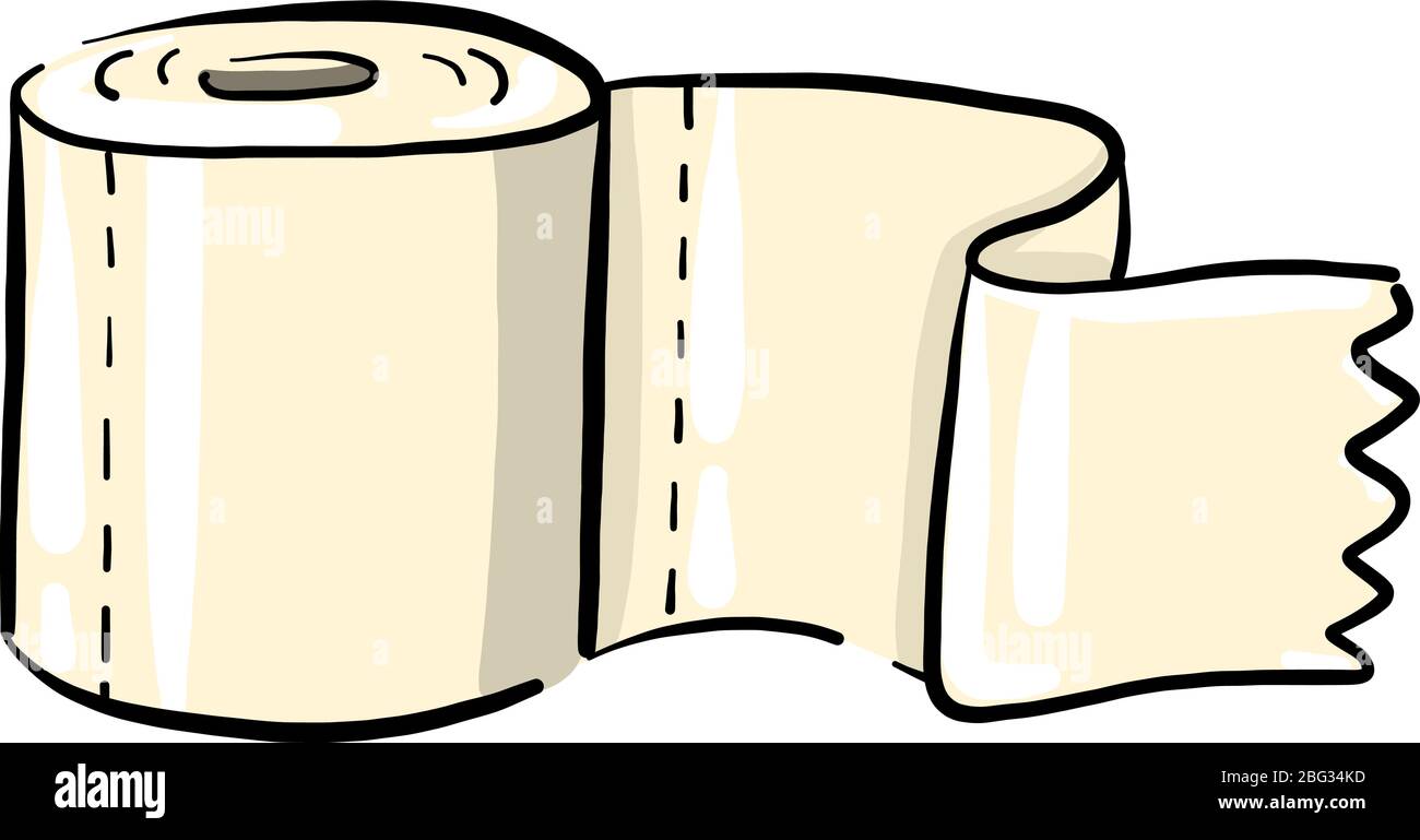 Toilet paper sketch, illustration, vector on white background Stock Vector