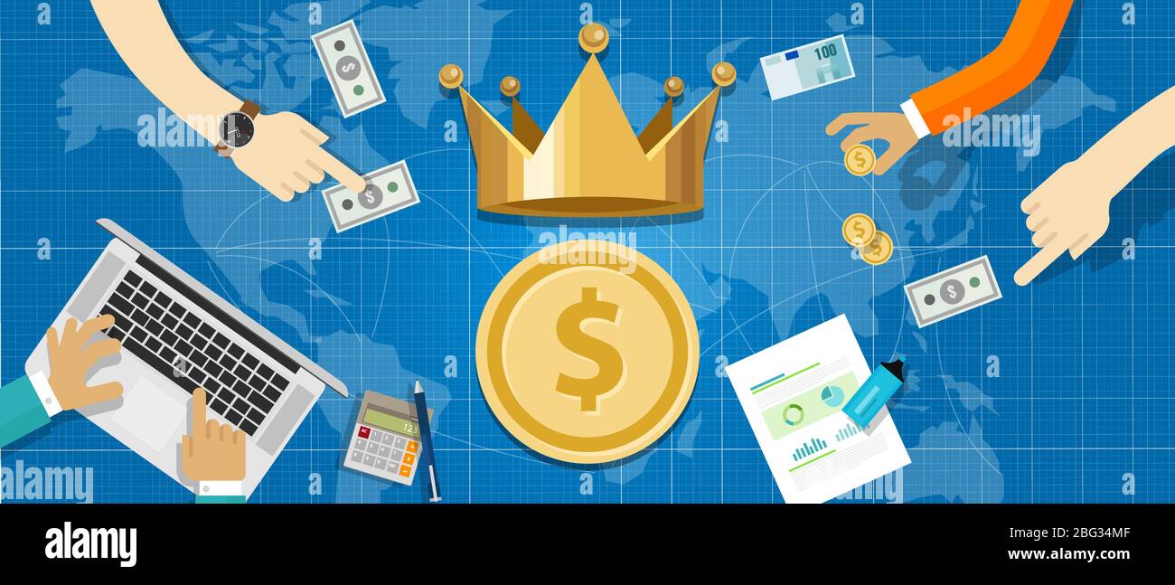 cash is king concept the importance of cash flow in business company transaction world wide Stock Vector