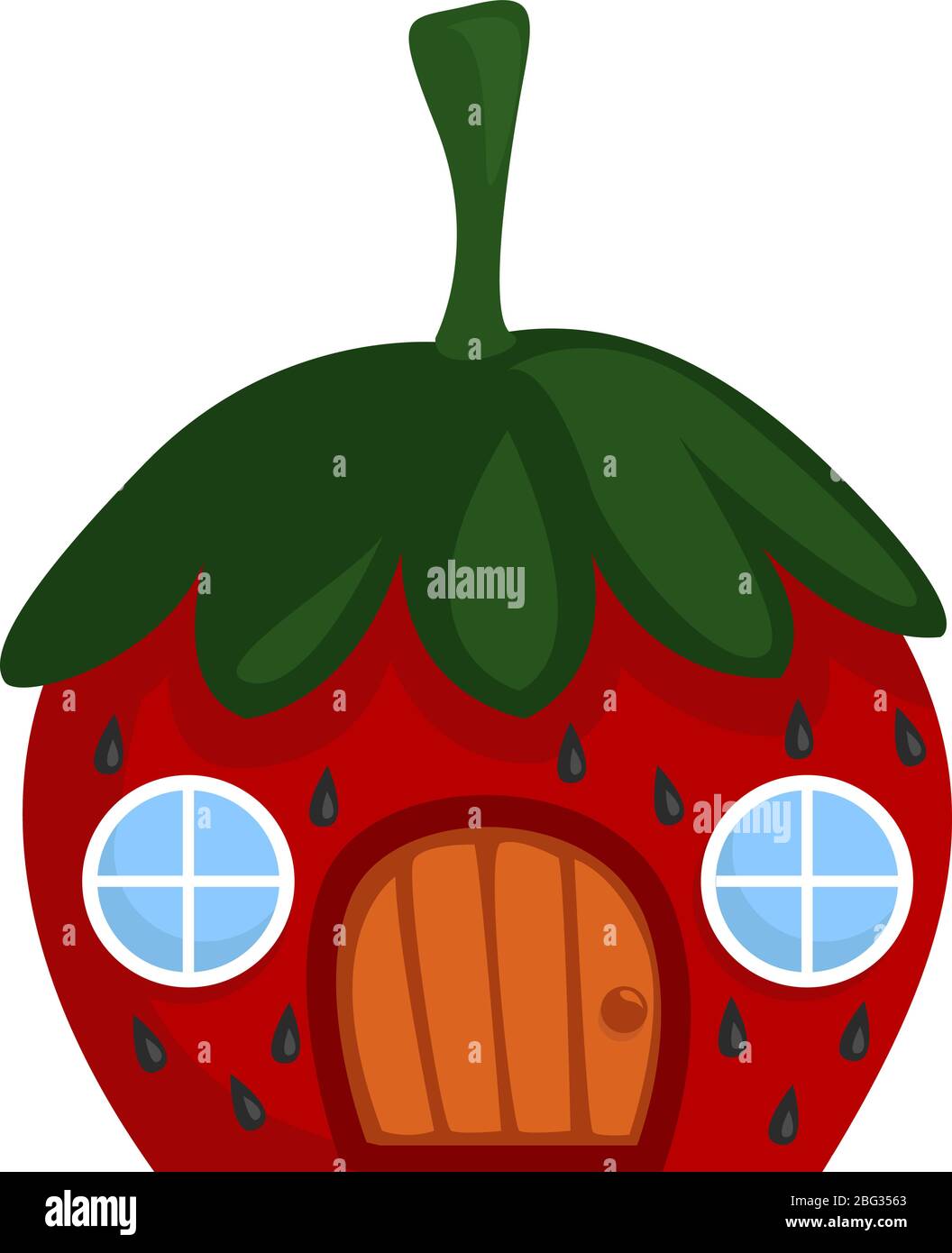 Strawberry house, illustration, vector on white background Stock Vector