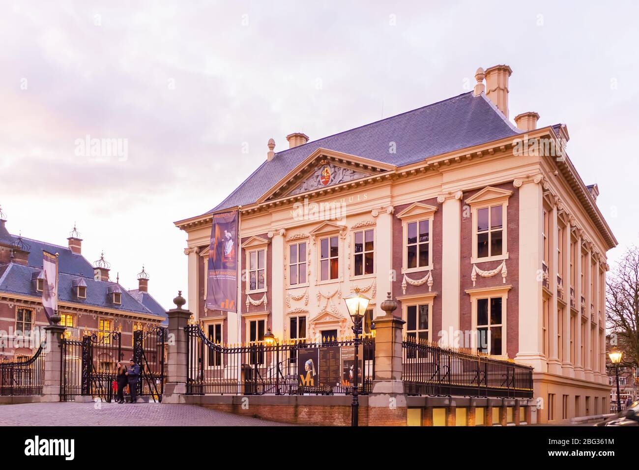 The Hague, The Netherlands - January 15, 2020: The Mauritshuis museum building during sunset in The Hague, The Netherlands Stock Photo