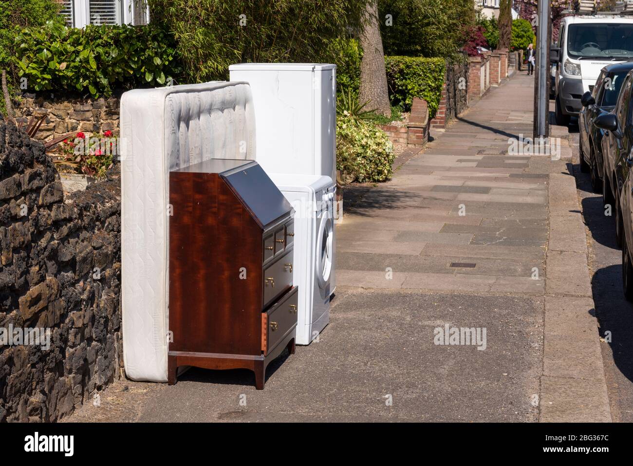 White goods and furniture left outside during the COVID19 Coronavirus