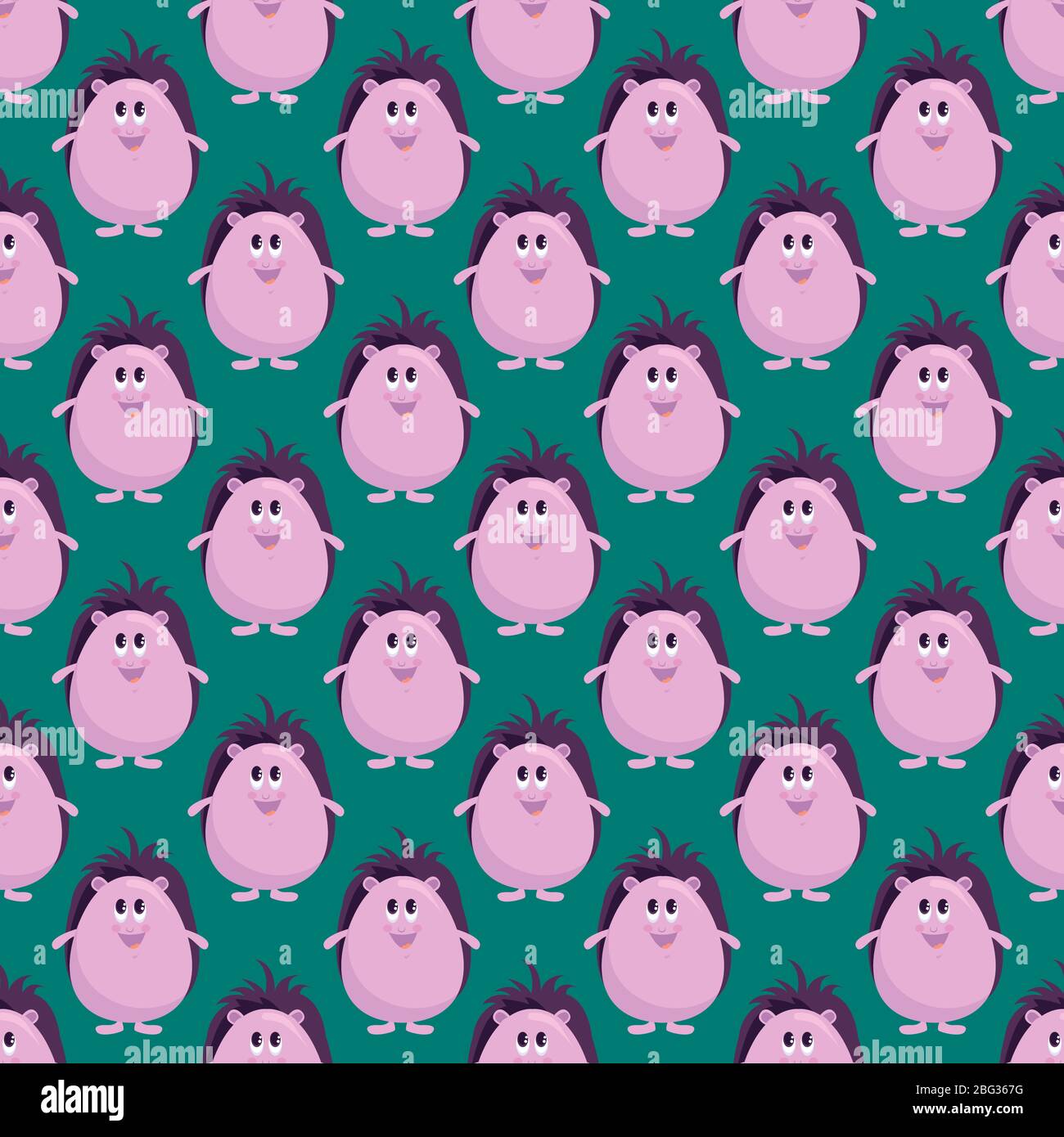 Hedgehog pattern, illustration, vector on white background Stock Vector