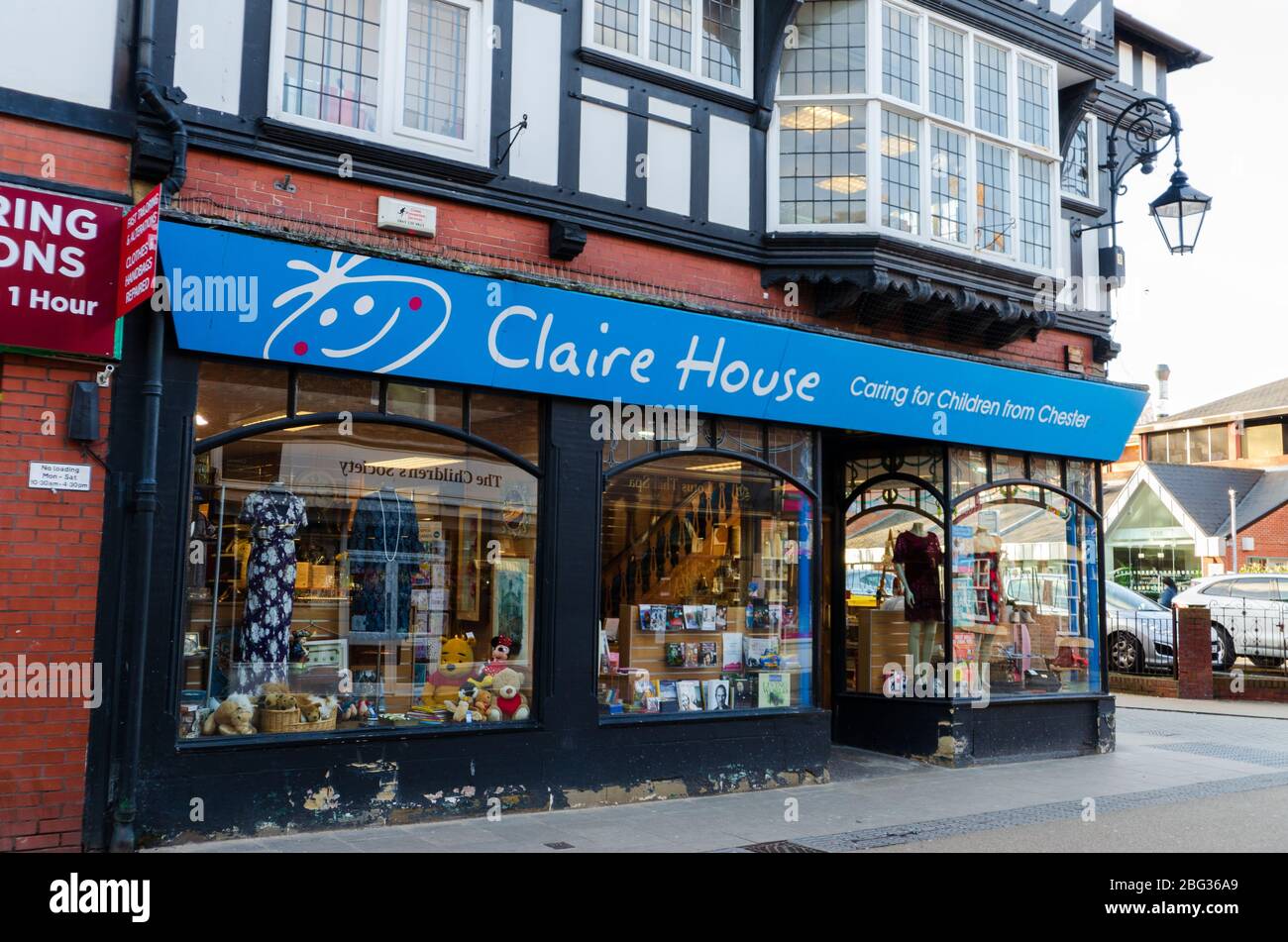 Chester, UK: Mar 1, 2020: The Frodsham Street charity shop which helps to raise funds for Claire House who operate a childrens hospice. Stock Photo