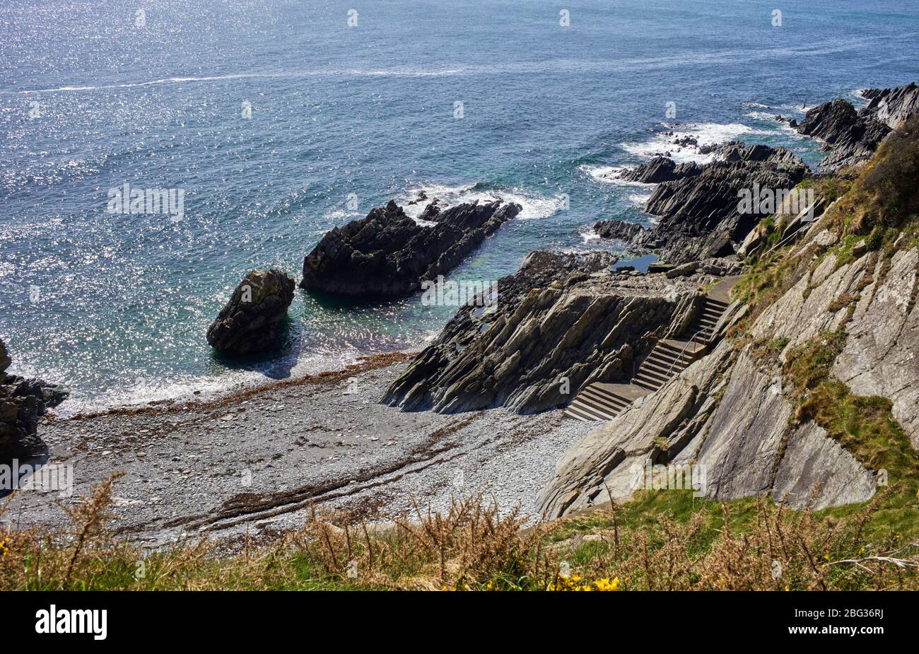 Steps leading down to the beach at Port Jack, Douglas, Isle of Man