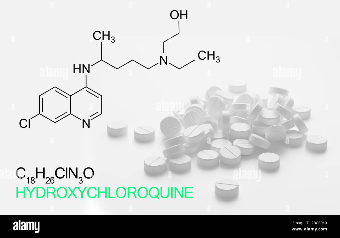 Hydroxychloroquine, chloroquine medicine substance formula used in