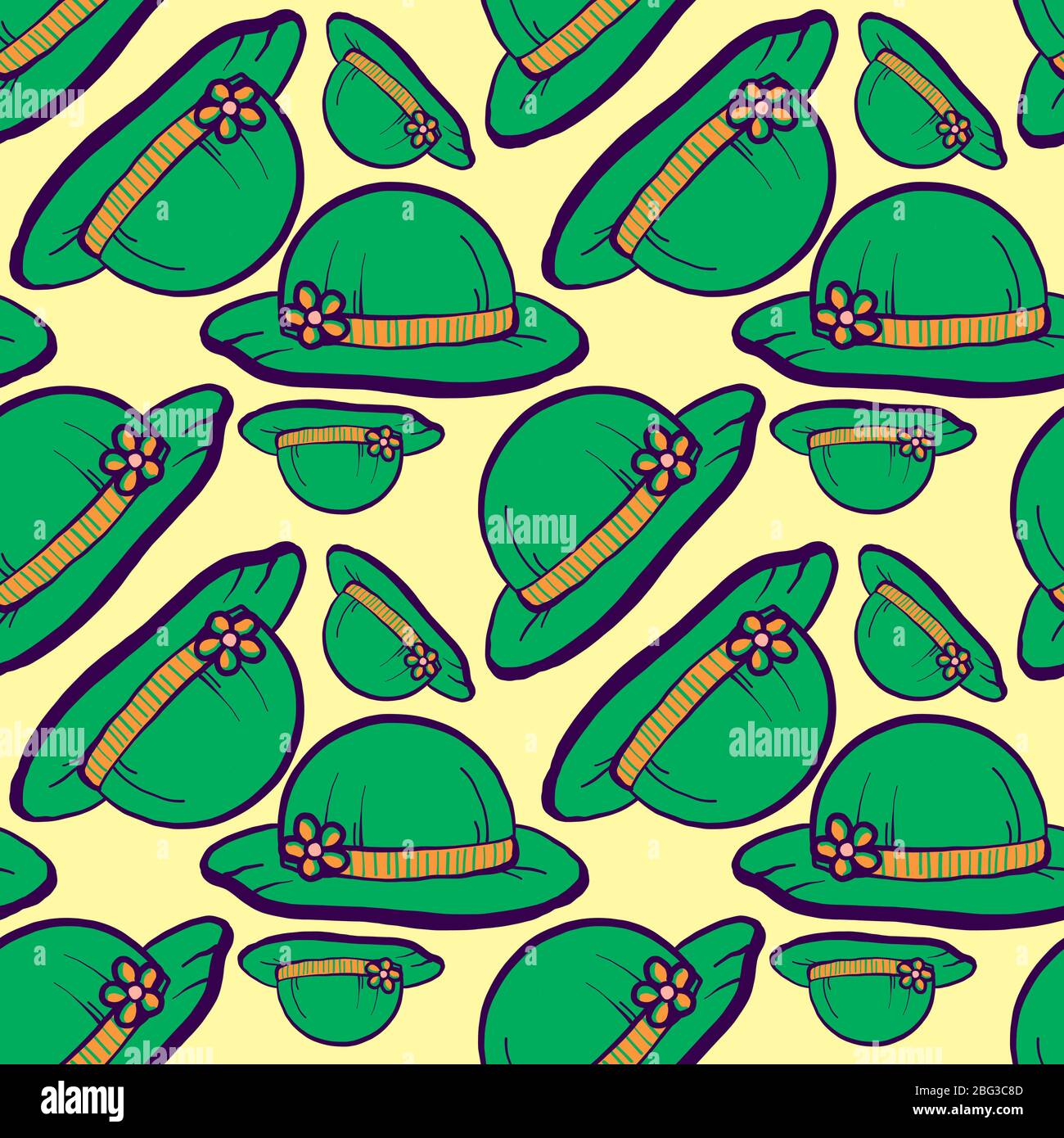Green cap pattern, illustration, vector on white background Stock