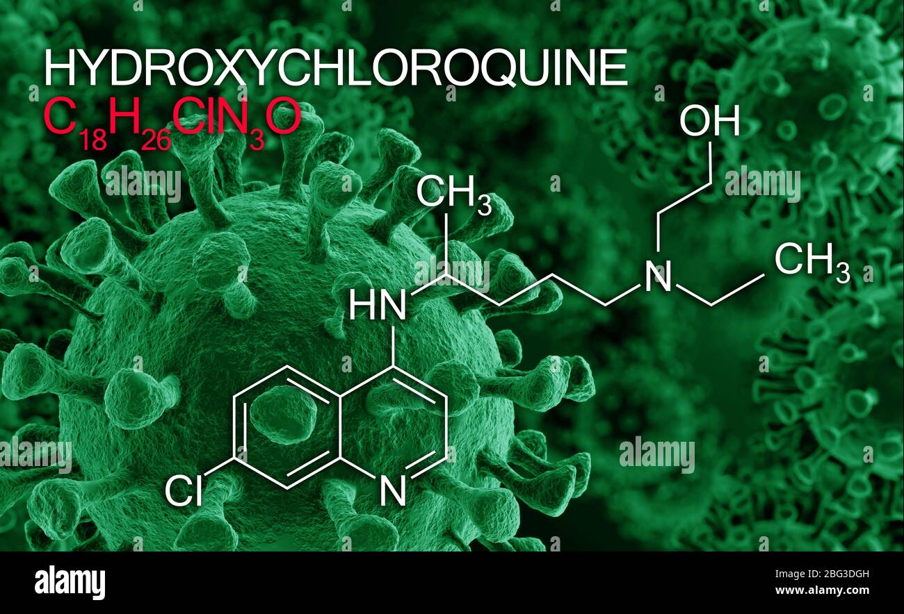 Hydroxychloroquine, chloroquine medicine substance formula used in