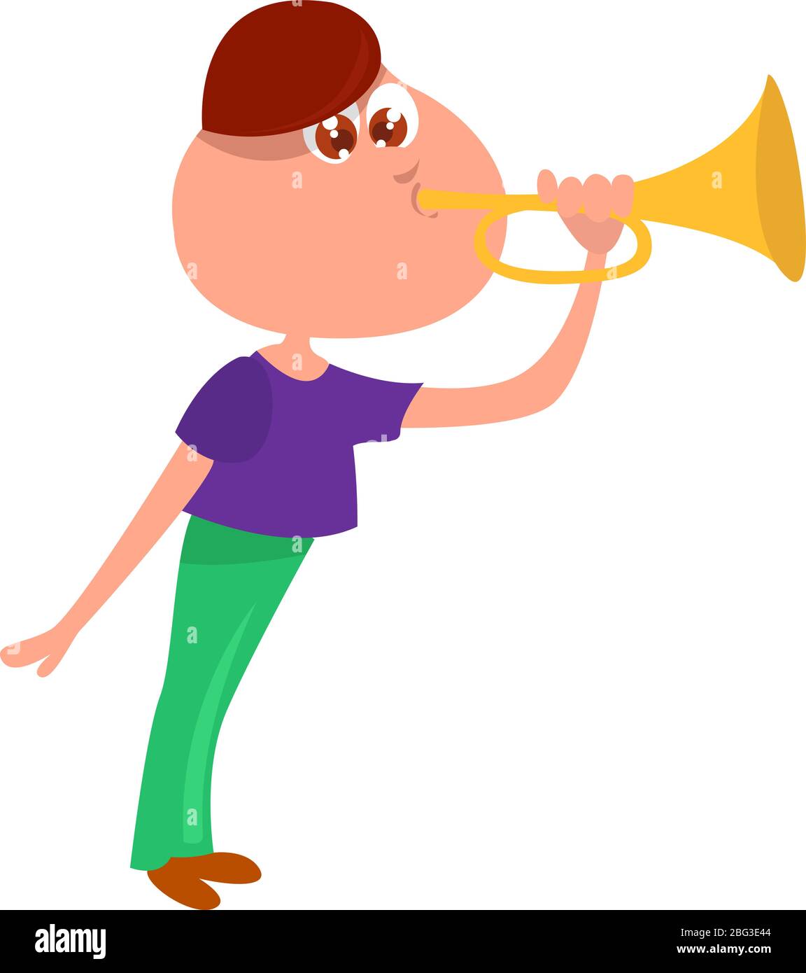 Man with trumpet, illustration, vector on white background Stock Vector