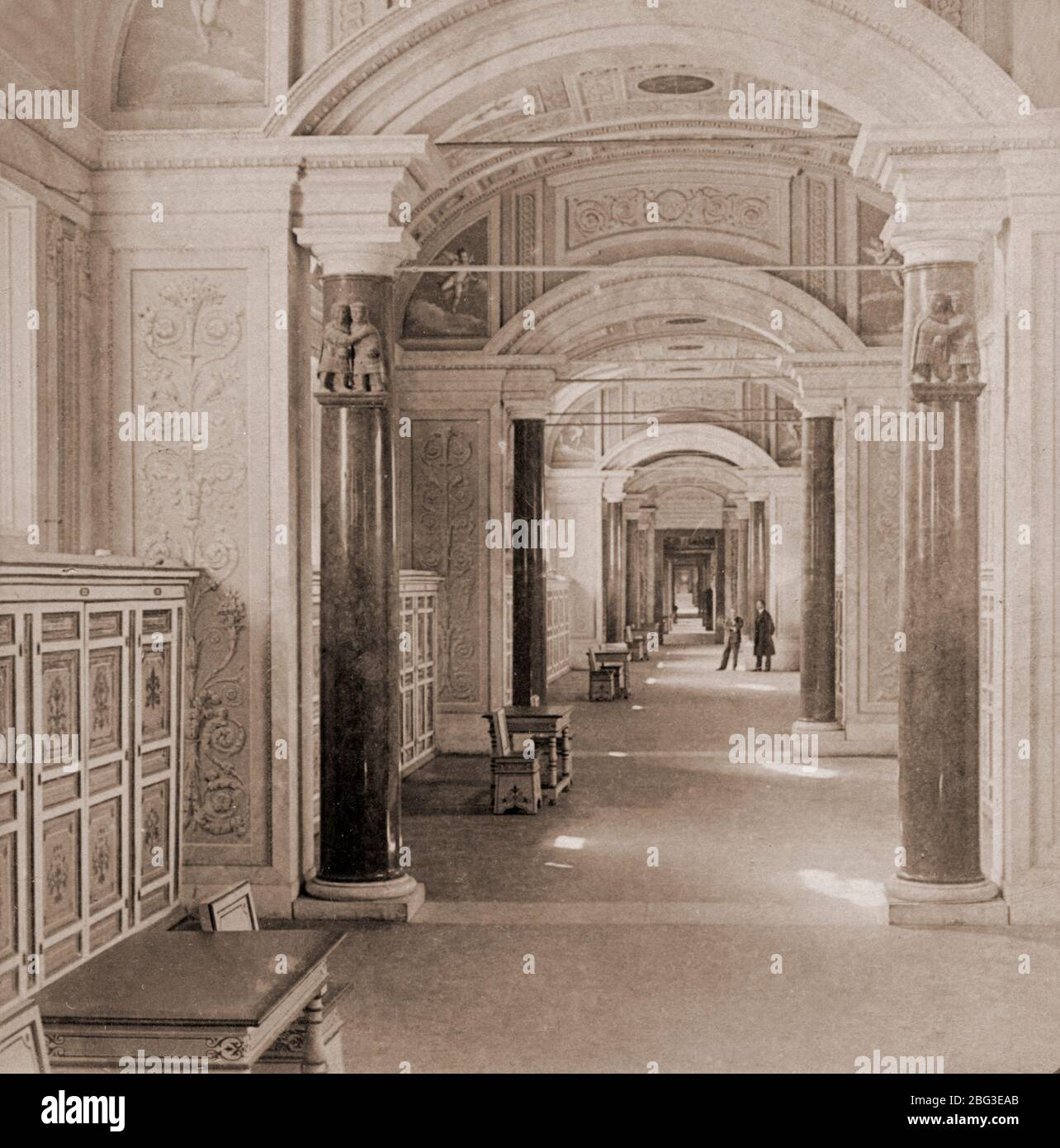 Grand corridor, Vatican library, Rome, Italy, in 1902 Stock Photo