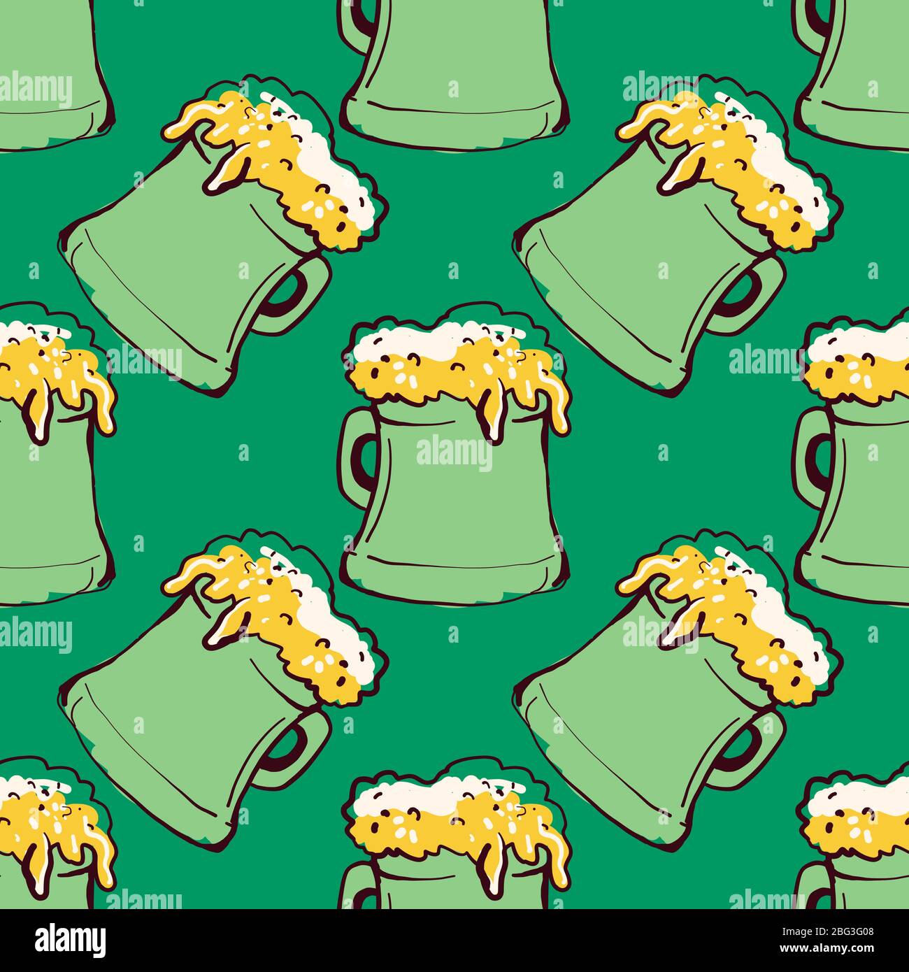 Beer in glass pattern, illustration, vector on white background Stock Vector