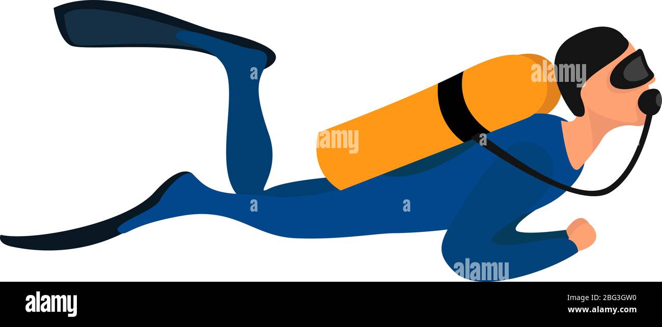 Man diving underwater, illustration, vector on white background Stock Vector