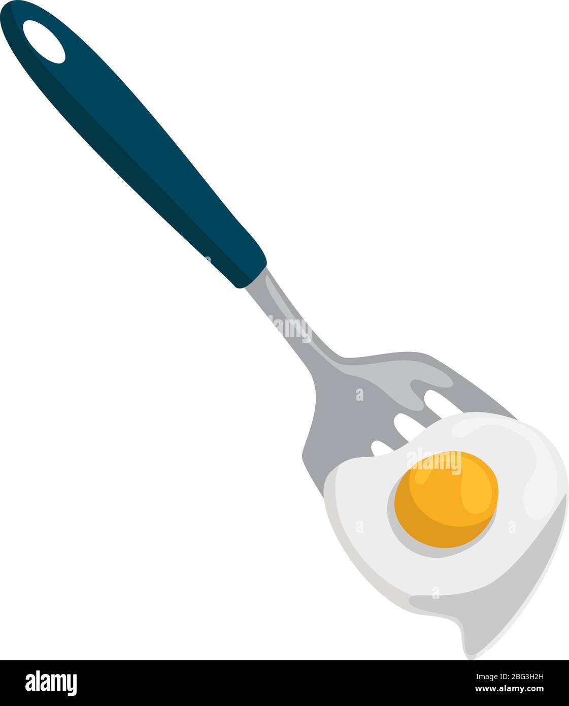 Fried egg on spatula, illustration, vector on white background Stock Vector