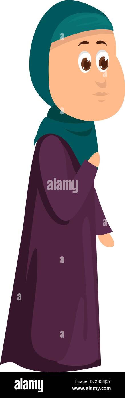 Muslim woman, illustration, vector on white background Stock Vector ...