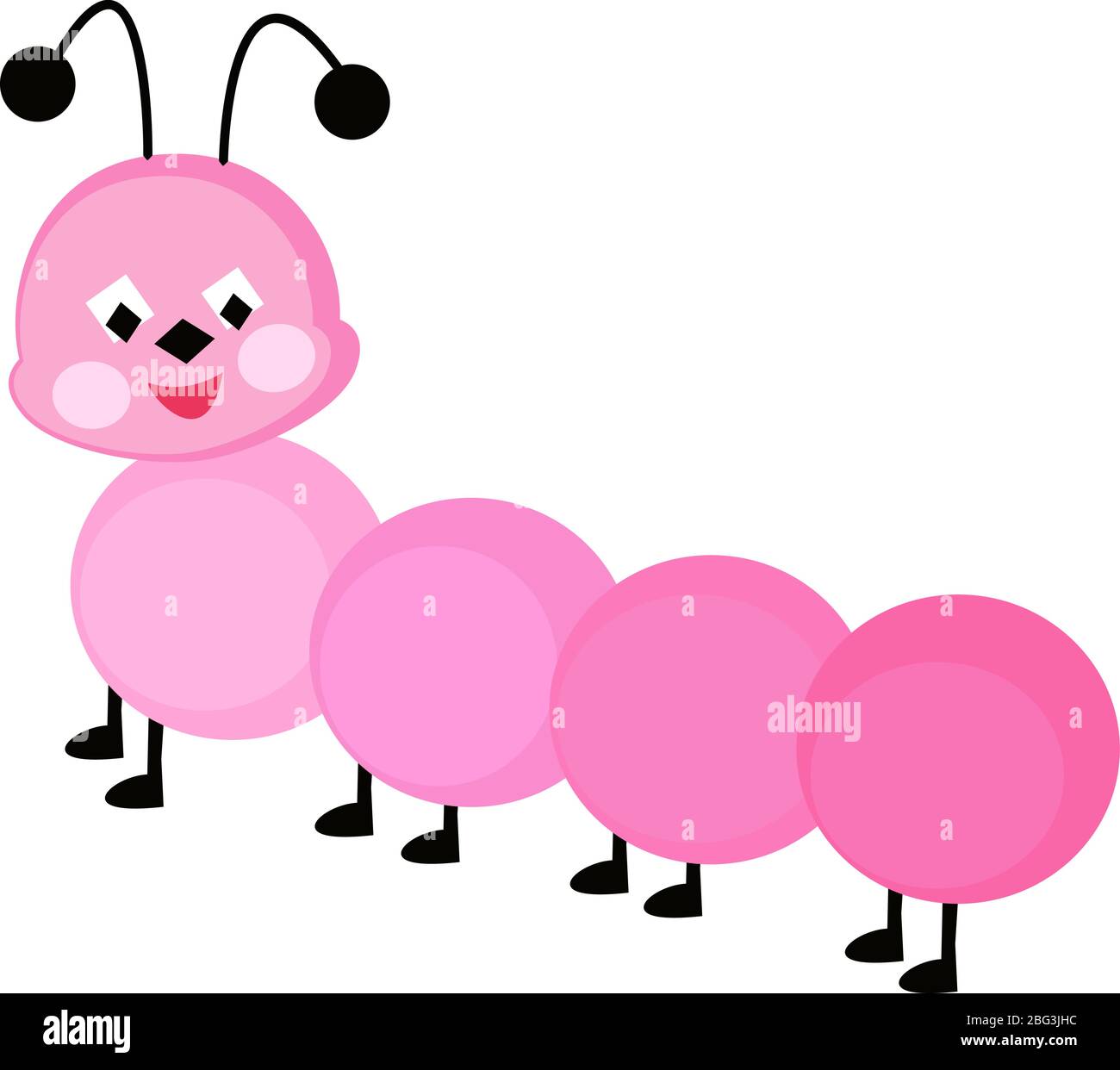 Pink centipede, illustration, vector on white background Stock Vector