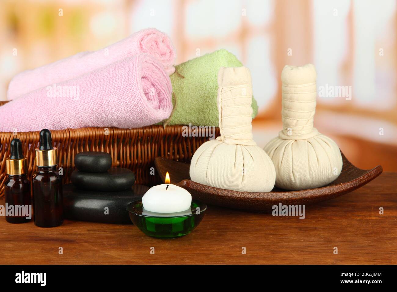 Textile massage spa equipment on room background Stock Photo Alamy