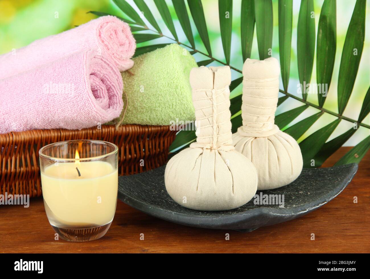 Textile massage spa equipment on nature background Stock Photo Alamy