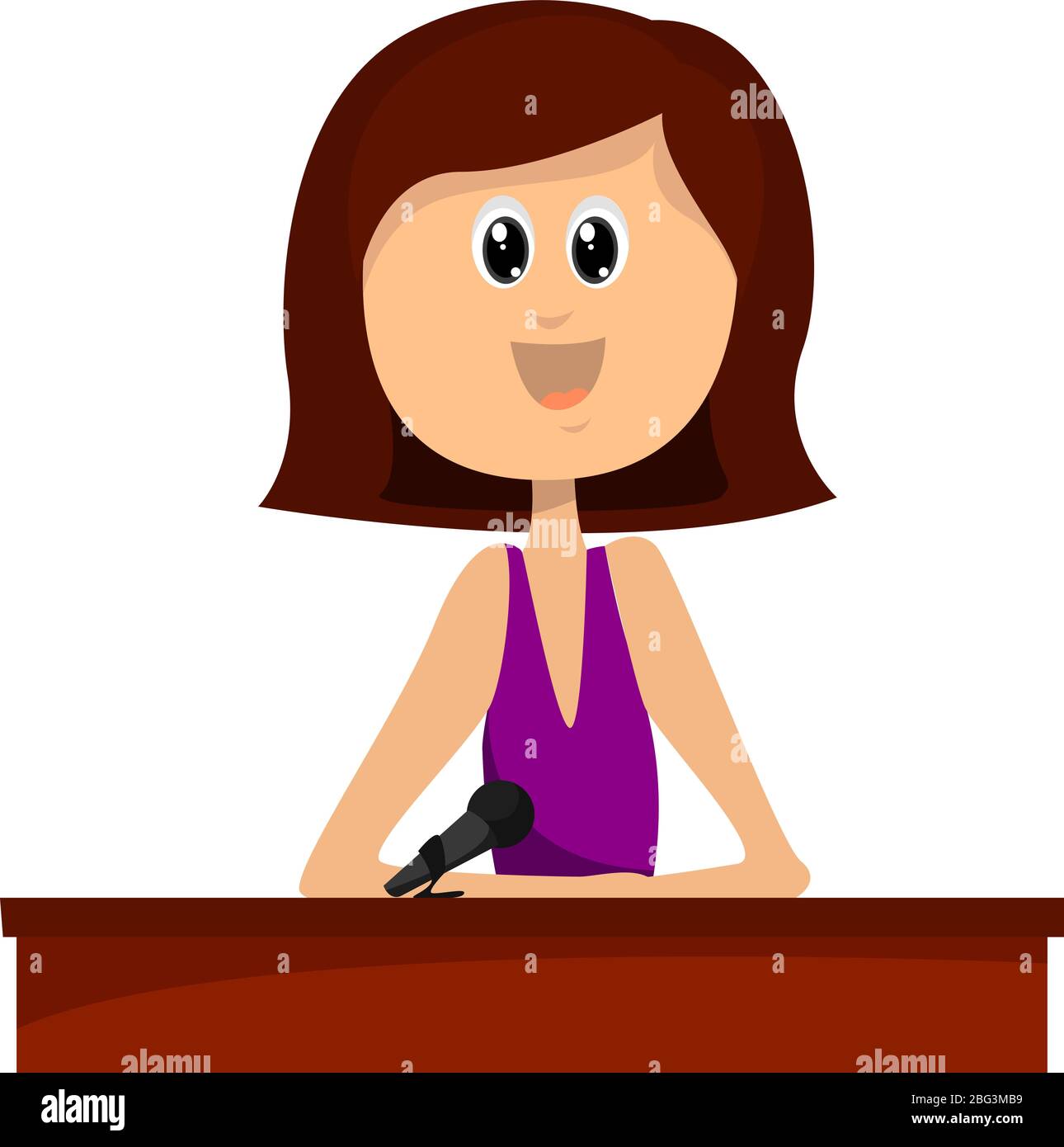 TV presenter, illustration, vector on white background Stock Vector