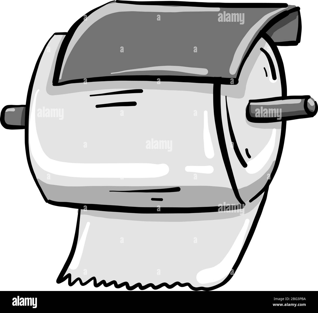 Toilet paper drawing, illustration, vector on white background Stock Vector