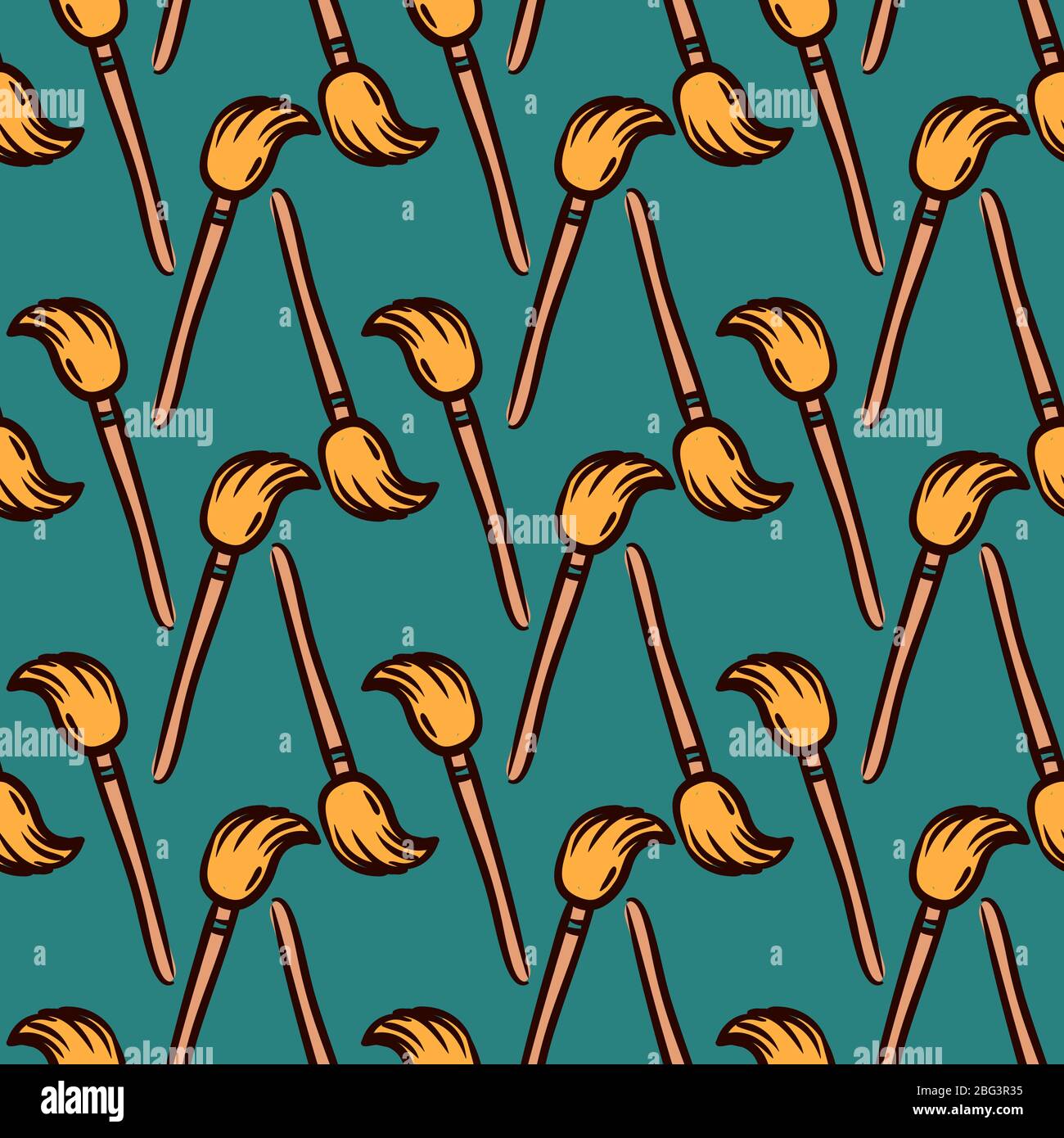 Brooms pattern, illustration, vector on white background Stock Vector