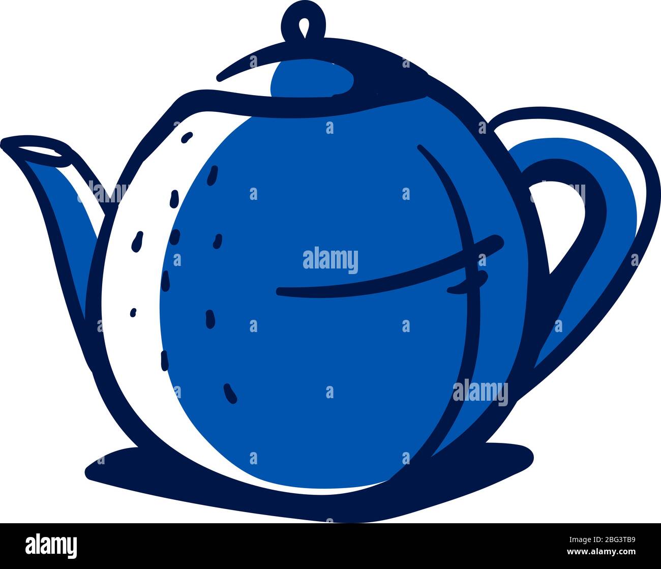Blue teapot, illustration, vector on white background Stock Vector