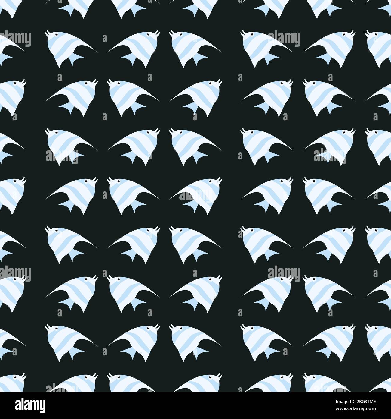 Blue fishes pattern, illustration, vector on white background Stock Vector