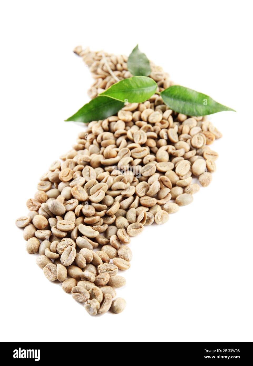 Green coffee beans and leaves isolated on white Stock Photo - Alamy