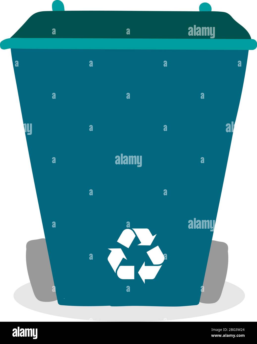 Blue trash can, illustration, vector on white background Stock Vector ...