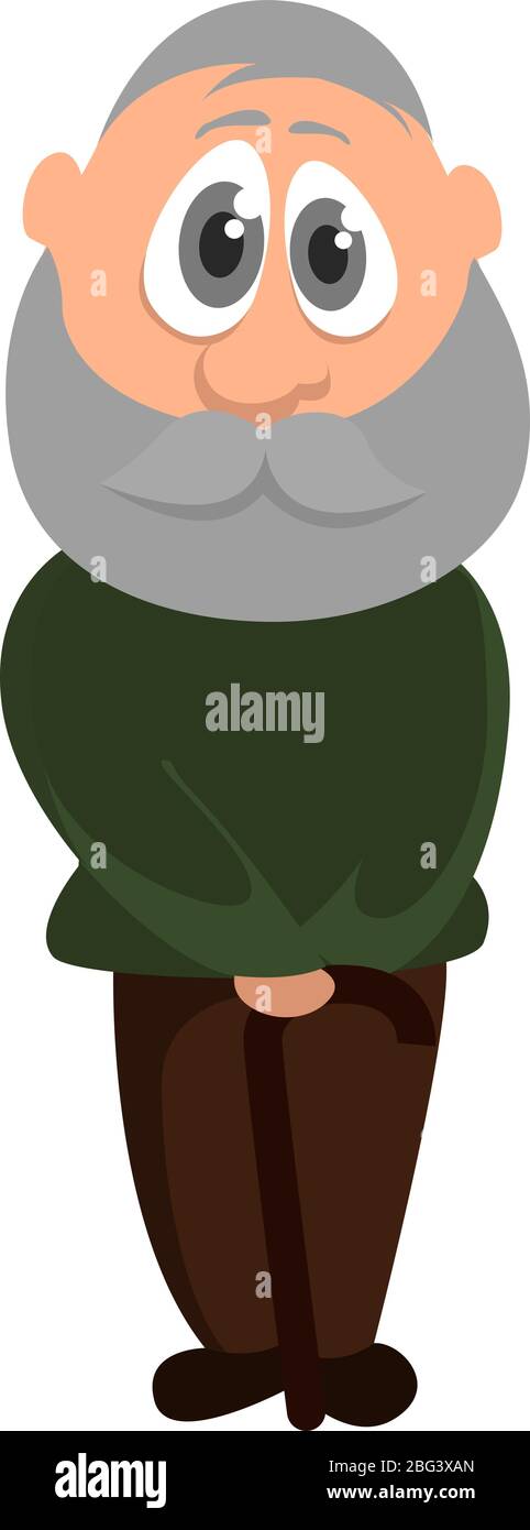 Old man with big beard, illustration, vector on white background Stock Vector