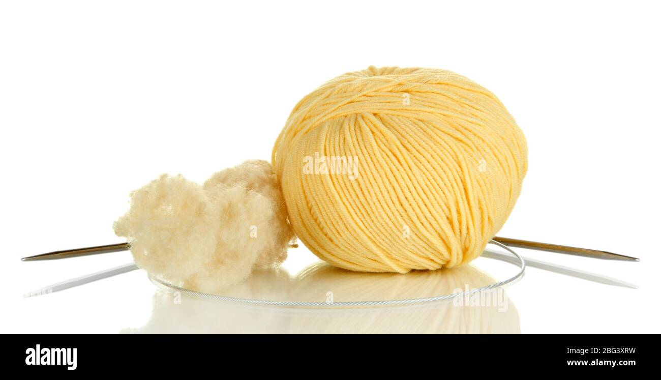 Wool and thread isolated on white Stock Photo - Alamy