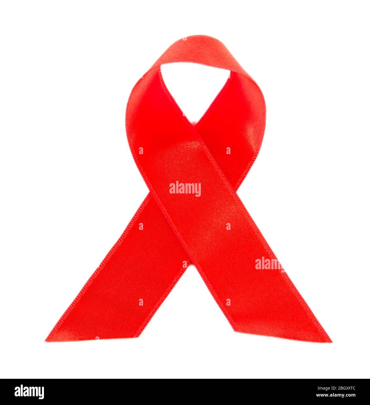 Red ribbon HIV, AIDS isolated on white Stock Photo - Alamy