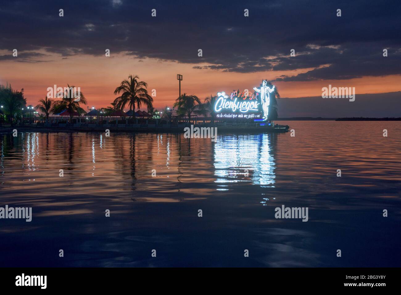 Benny More light display, Cienfuegos Bay, Cuba Stock Photo