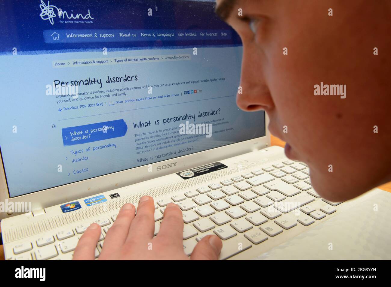 A young man searches the mind.org.uk website to find information on ...