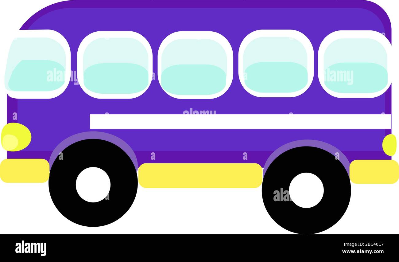 Purple autobus, illustration, vector on white background Stock Vector