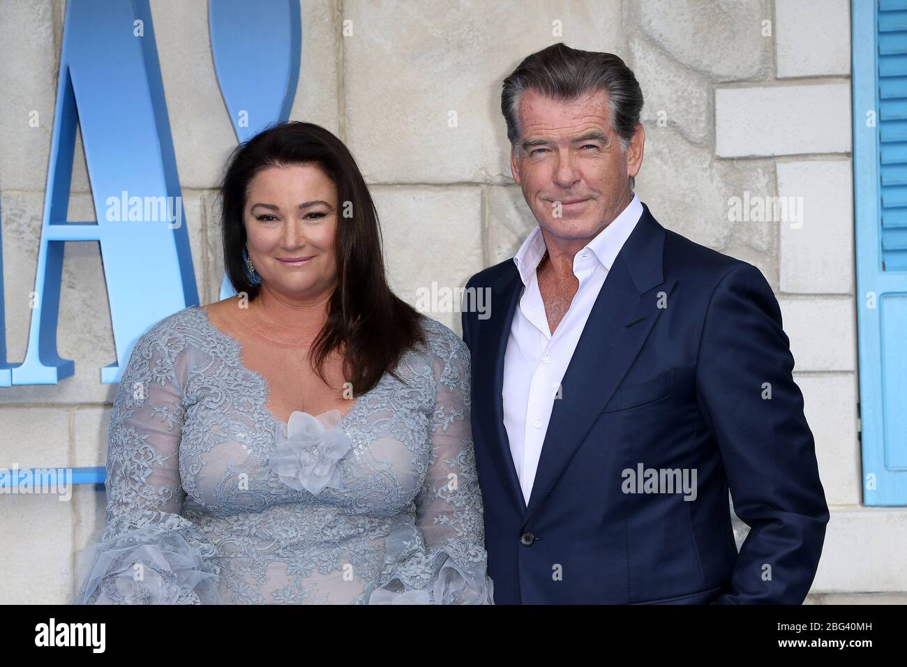 Keely Shaye Smith and Pierce Brosnan attend the World Premiere of 'Mamma Mia! Here We Go Again' at Eventim Apollo on July 16, 2018 in London,UK. Stock Photo