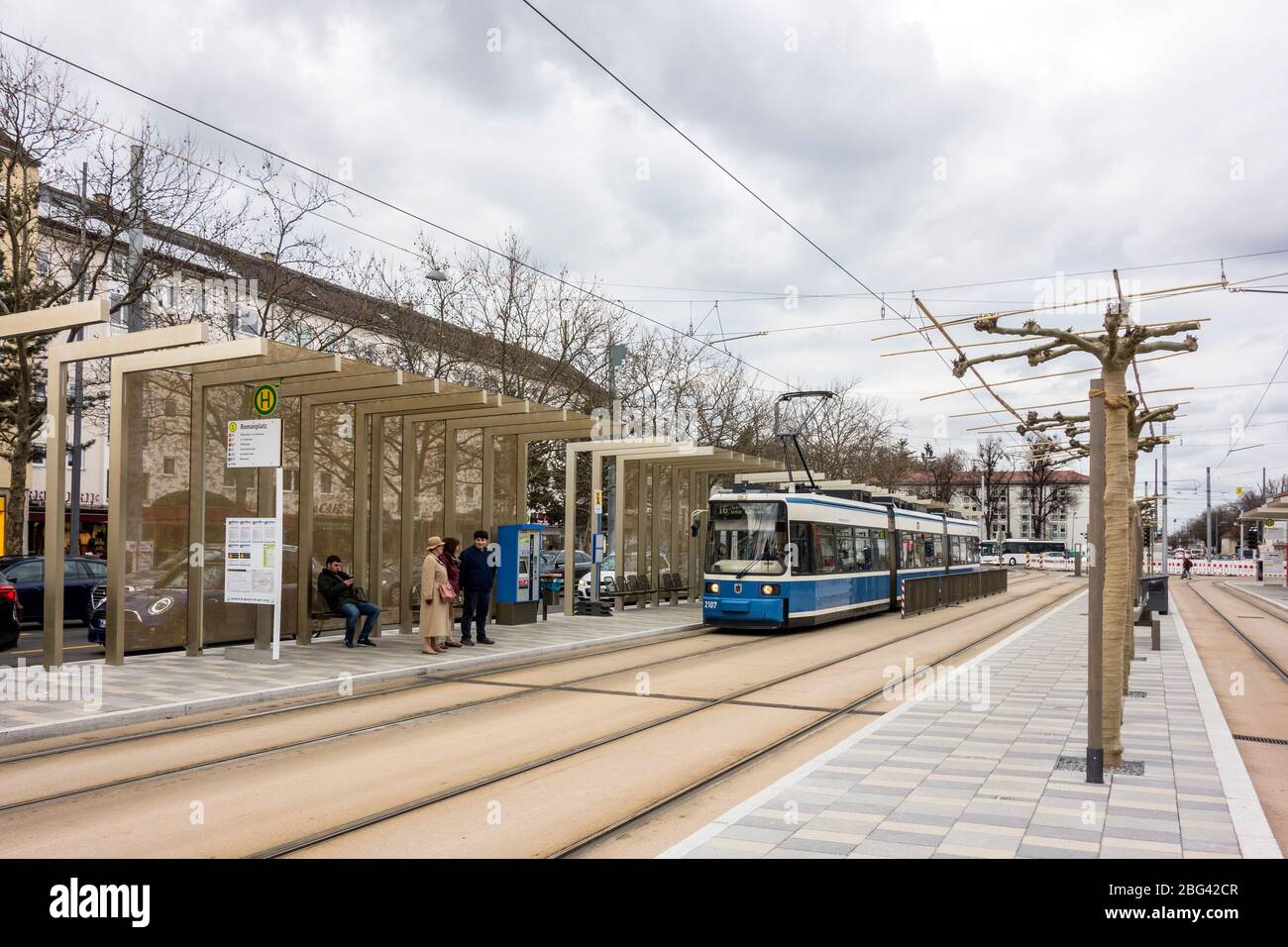 New Tram Station, Romanplatz, München, Germany Stock Photo