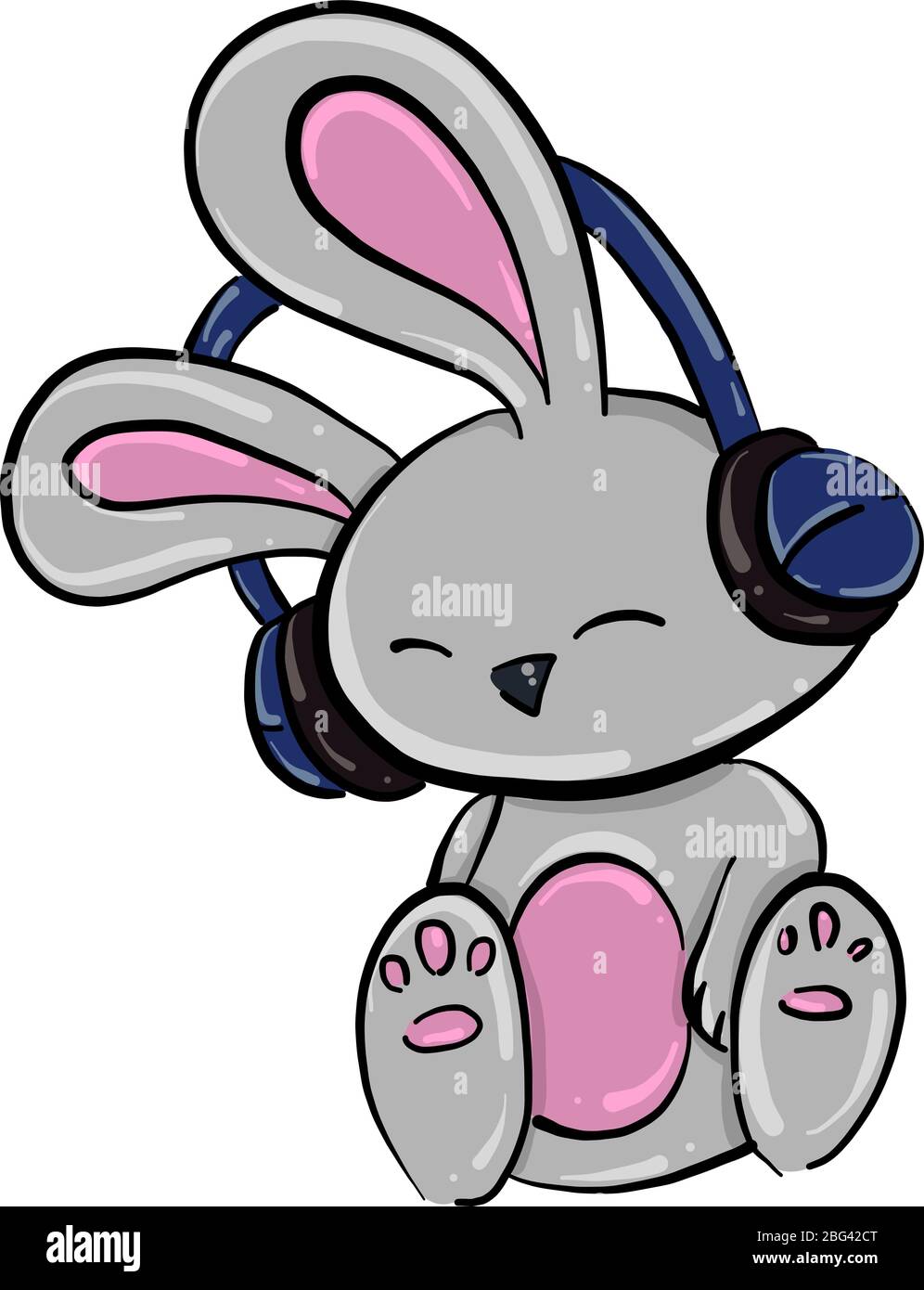 Bunny with blue headphones, illustration, vector on white background Stock  Vector Image & Art - Alamy