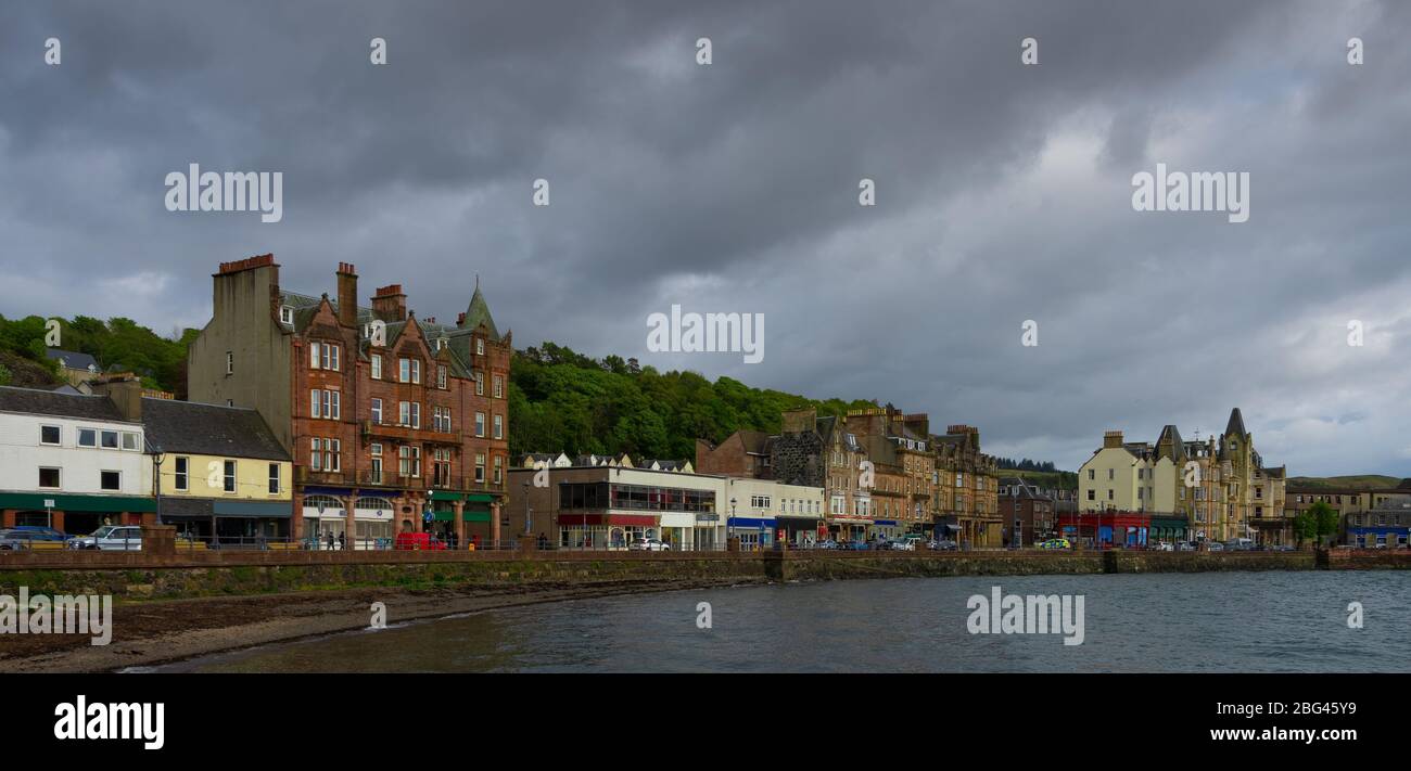 Historic town center and waterfront, Oban, Argyll and Bute, Scotland, UK Stock Photo