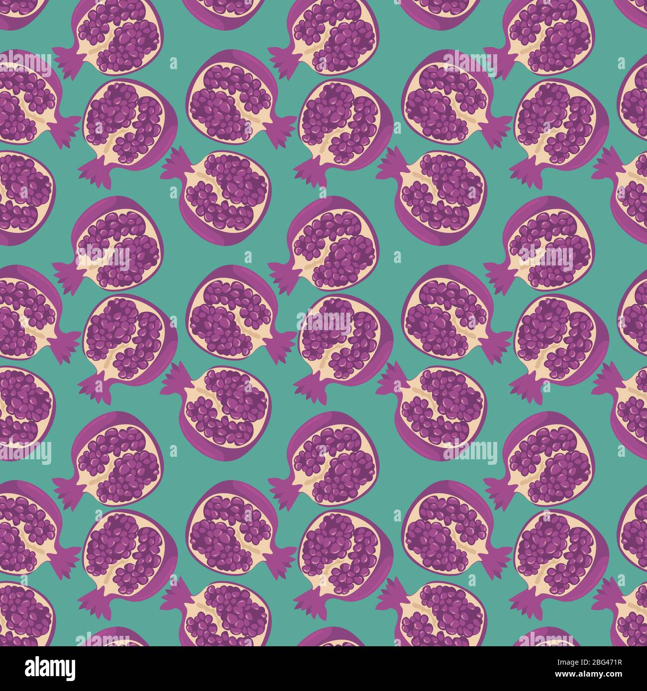 Pomegranate pattern, illustration, vector on white background Stock Vector