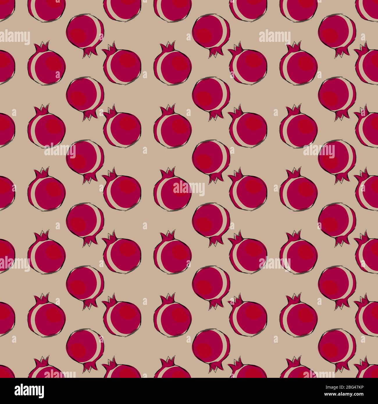 Pomegranate wallpaper, illustration, vector on white background. Stock Vector