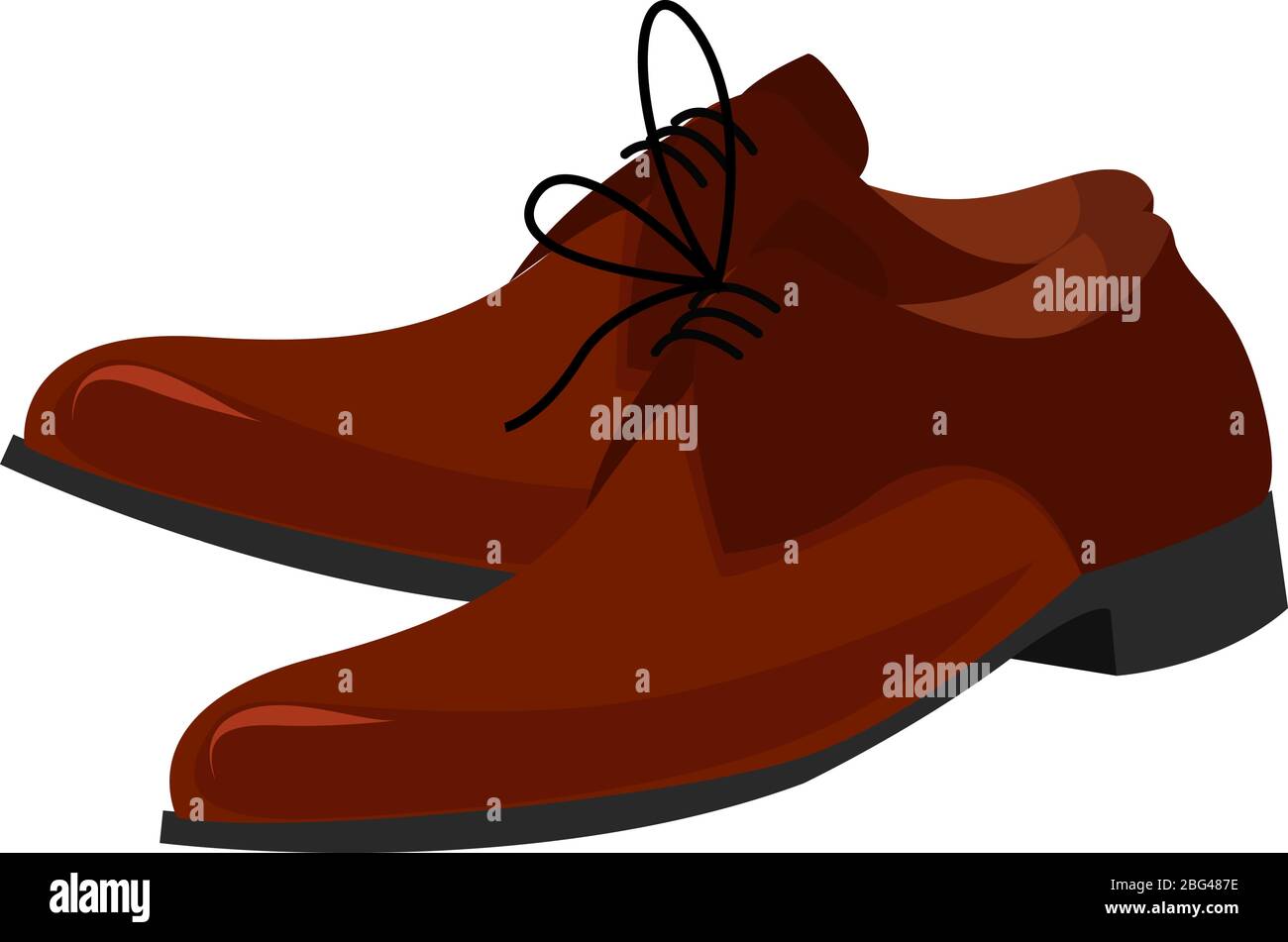 Brown man shoes, illustration, vector on white background Stock Vector